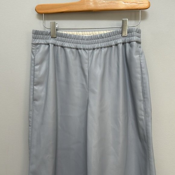 Aritzia Babaton Periwinkle Blue Faux Leather Wide Leg Knightly Pants Size 0 - Picture 4 of 10